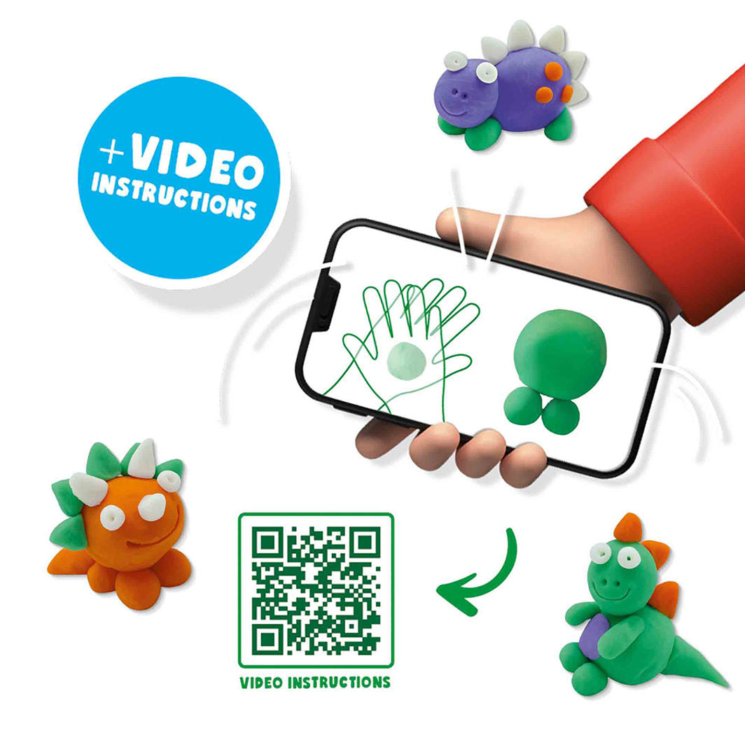 SES Creative Modeling Clay, FunDo Dinosaurs – 3 x 90 g & 1 x 40 g