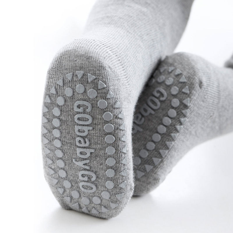 GoBabyGo Crawling Tights with Non-Slip Rubber Pads, Grey Melange