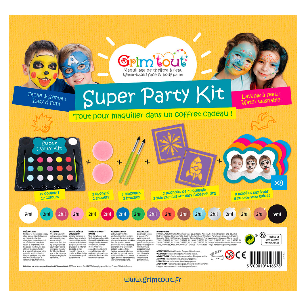 Grim Tout Face Paint, Super Party Kids - 17 Colors