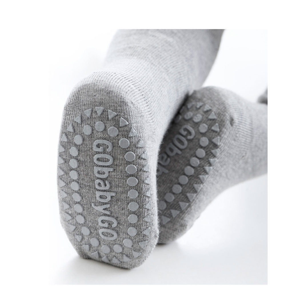 GoBabyGo Non-Slip Socks with Rubber Grips, Dark Grey Melange