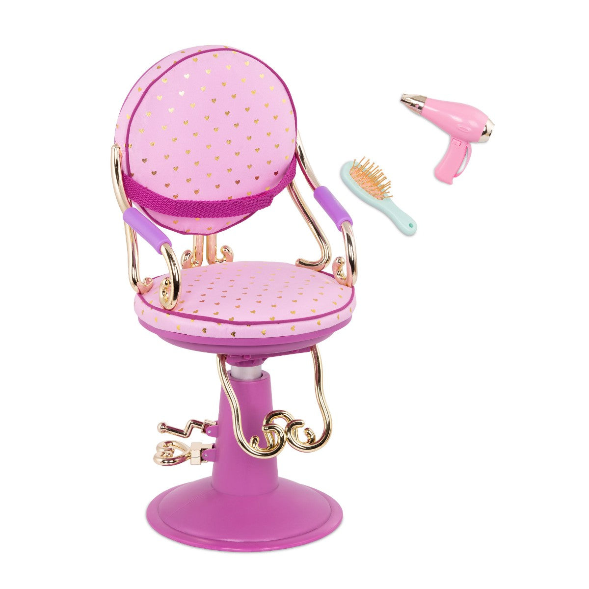 Our Generation Doll Accessory, Hairdresser Chair – Purple Hearts
