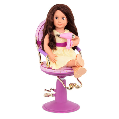 Our Generation Doll Accessory, Hairdresser Chair – Purple Hearts