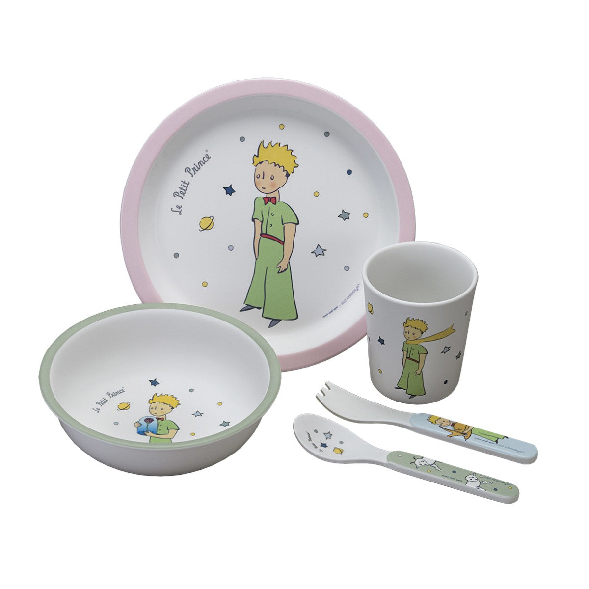 Petit Jour Paris Children’s Tableware Gift Set, 5 Pieces – Den lille prins, Pink