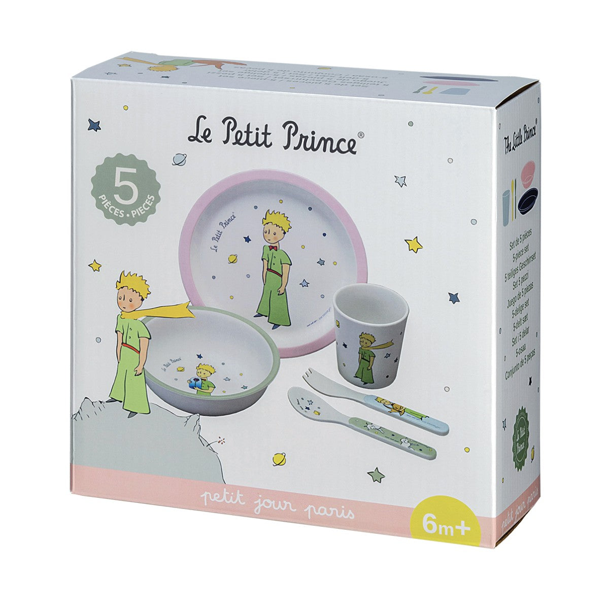 Petit Jour Paris Children’s Tableware Gift Set, 5 Pieces – Den lille prins, Pink