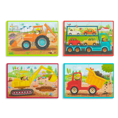 B Toys Puzzle, 4-in-1 - Construction Vehicles