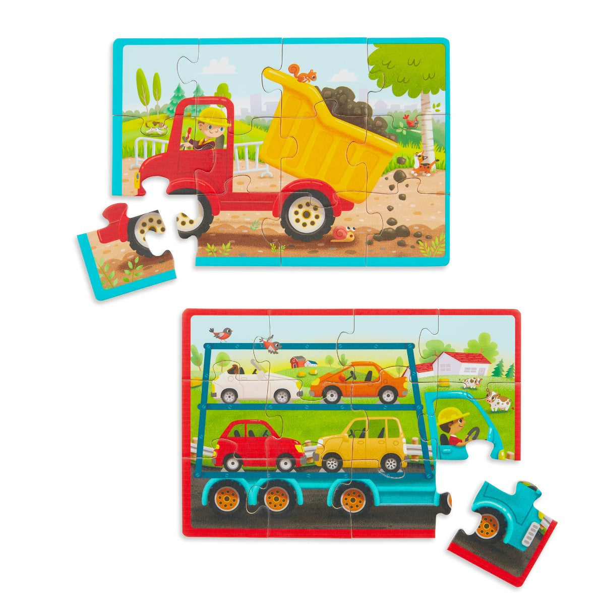 B Toys Puzzle, 4-in-1 - Construction Vehicles