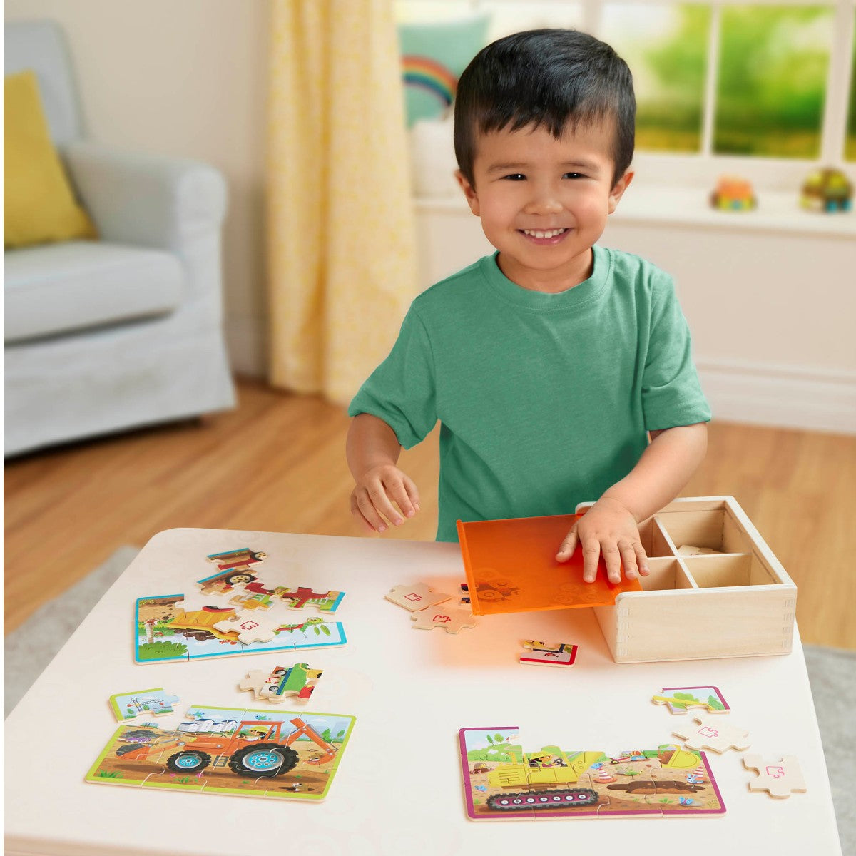 B Toys Puzzle, 4-in-1 - Construction Vehicles