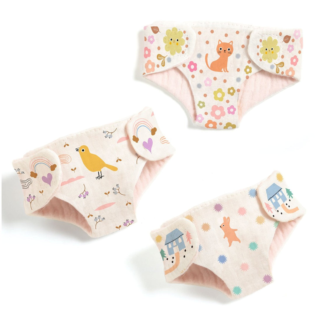 Djeco Pomea Doll Accessories, Set of 3 Diapers
