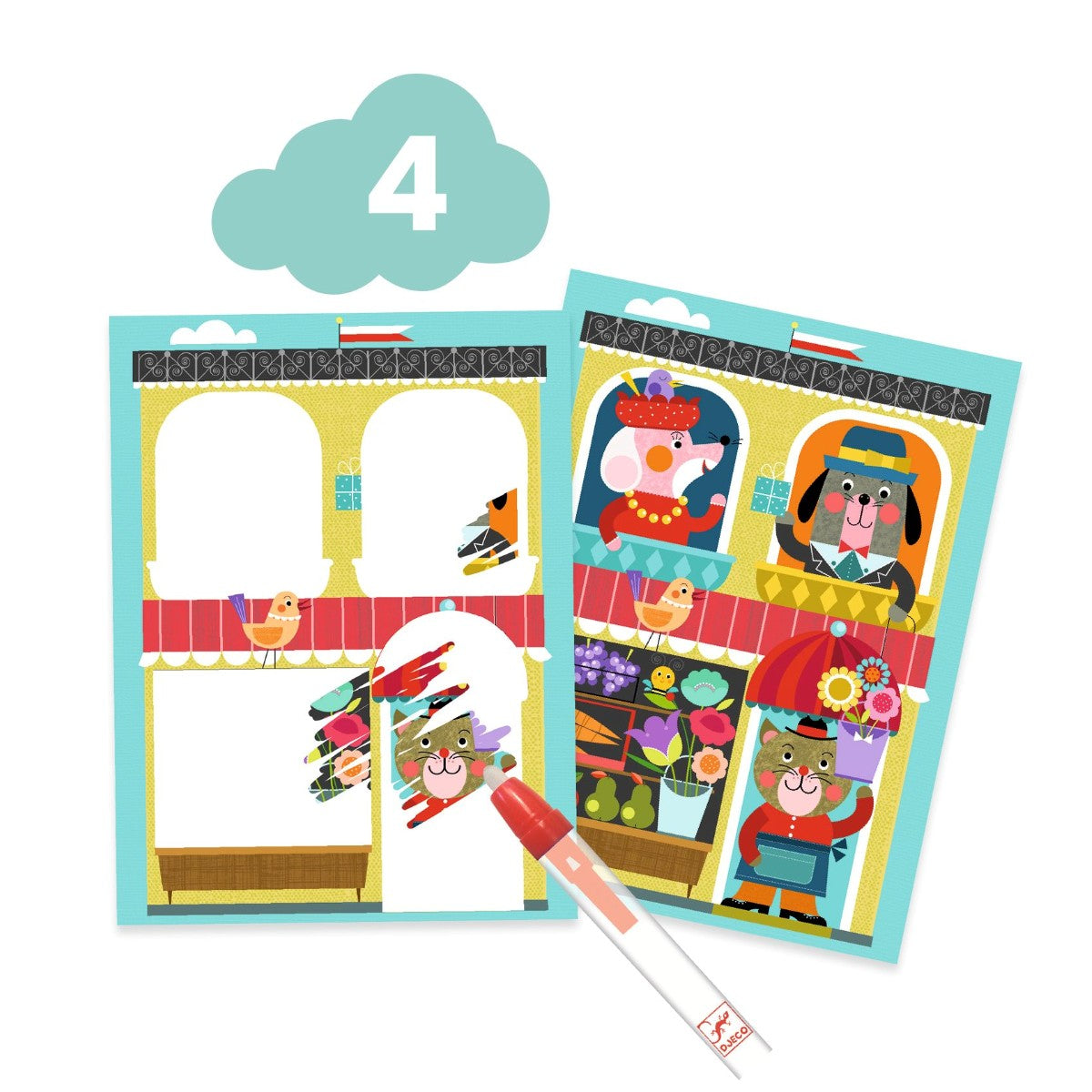 Djeco Creative Activity Box, Cat and Her Friends - From 18 Months