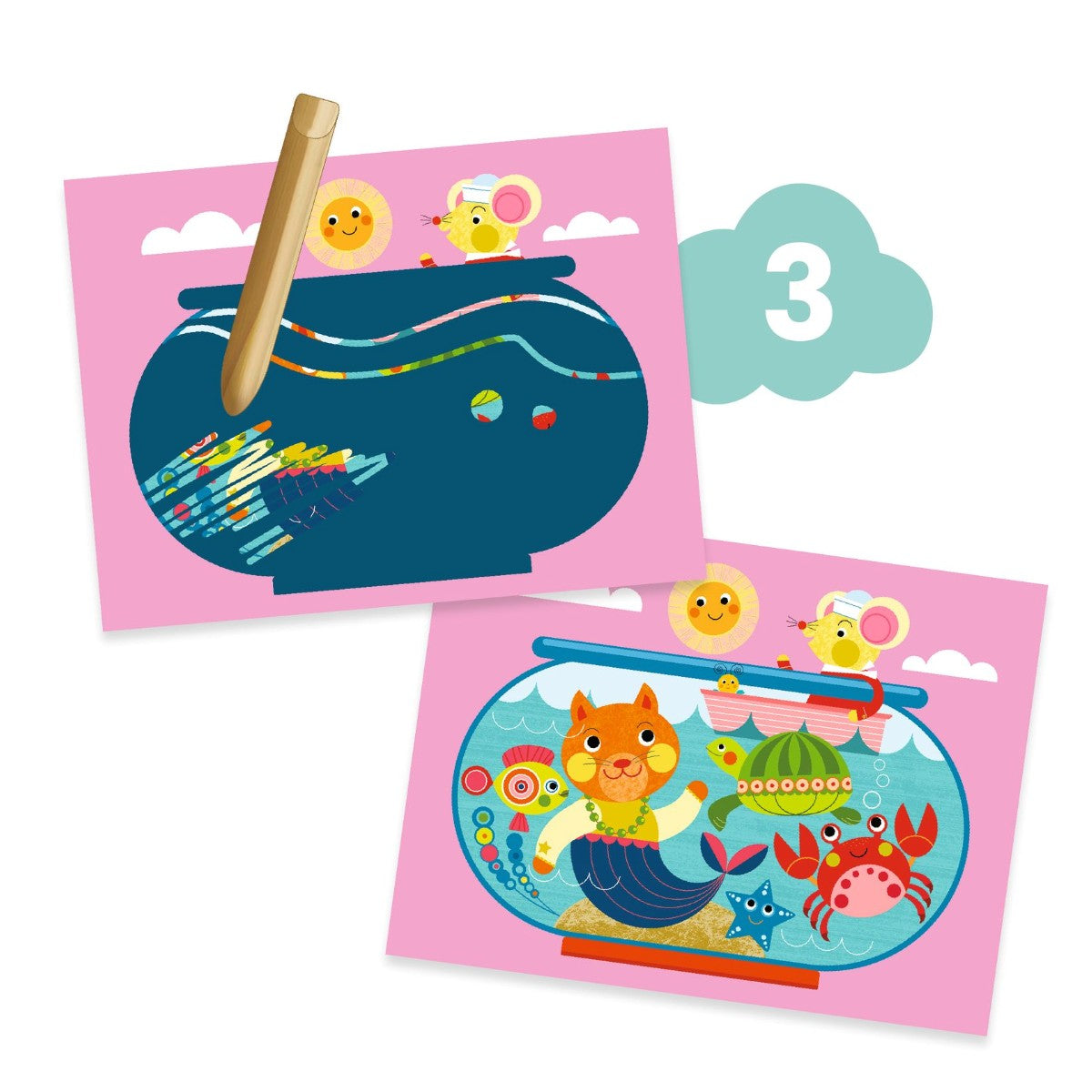 Djeco Creative Activity Box, Cat and Her Friends - From 18 Months