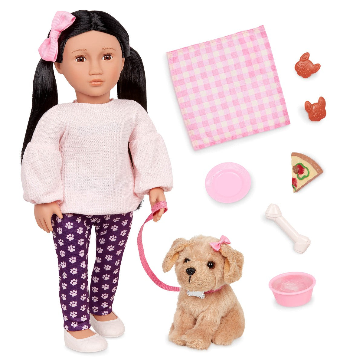 Our Generation Doll with Dog, Jin - 46 cm