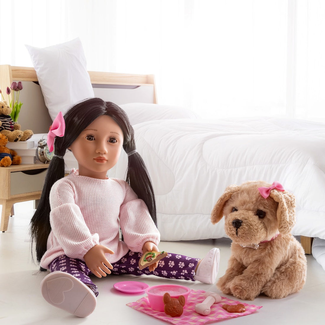 Our Generation Doll with Dog, Jin - 46 cm