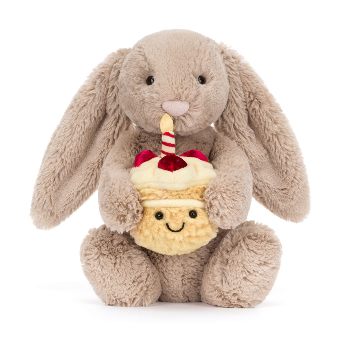 Jellycat Stuffed Animal, Bashful Birthday Bunny with Cake - 31 cm