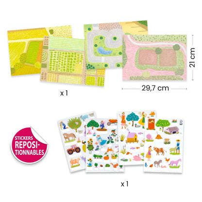 Djeco Creative Stand-Up Stickers, Farmyard