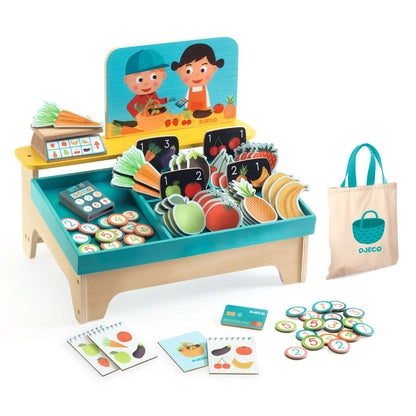 Djeco Play Food Set, Léa &amp; Milo - Little Market Stall