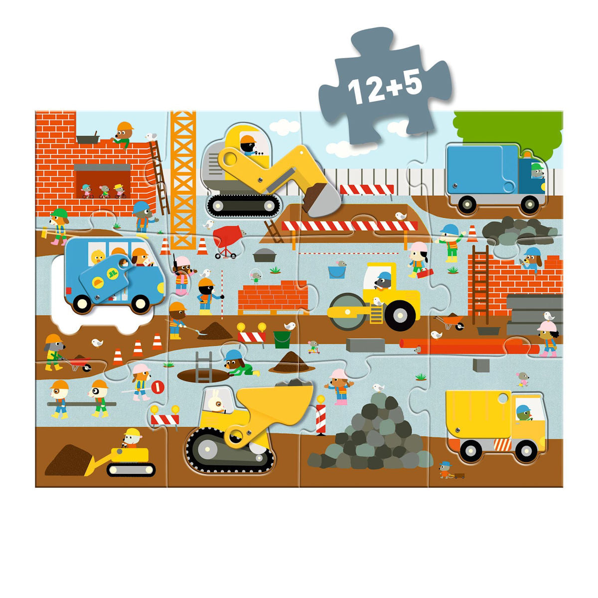 Djeco Floor Puzzle, Floor Puzzle - Construction Site