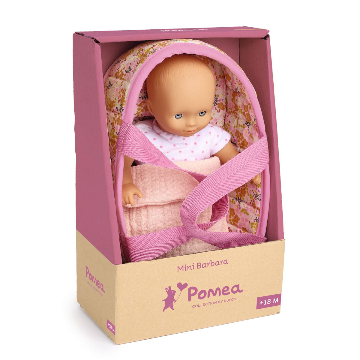 Djeco Pomea Mini Doll, Barbara with Bassinet