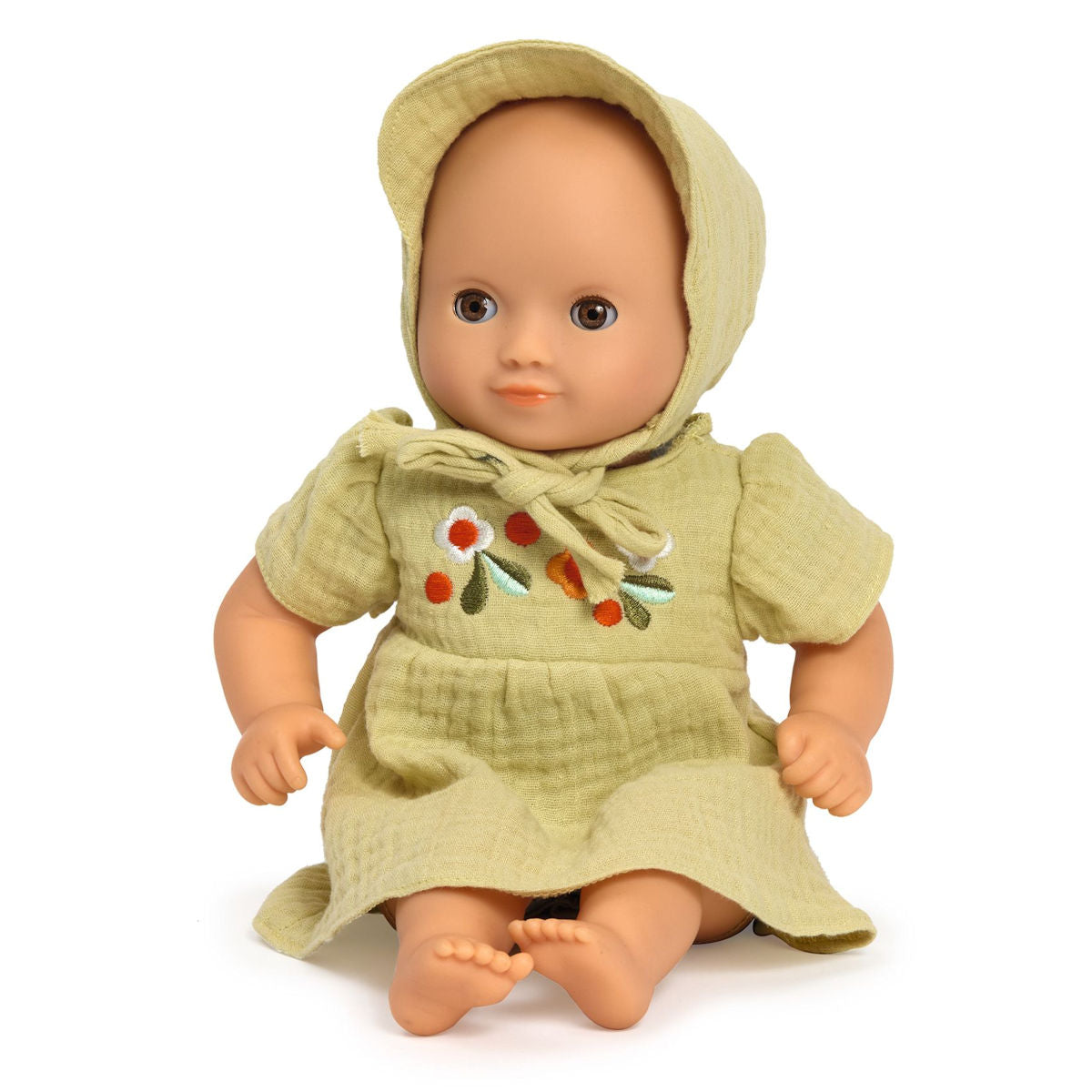 Djeco Pomea Doll Clothing Set, Dress and Bonnet
