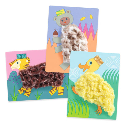 Djeco Creative Set with Wool Yarn, Fluffy Animals