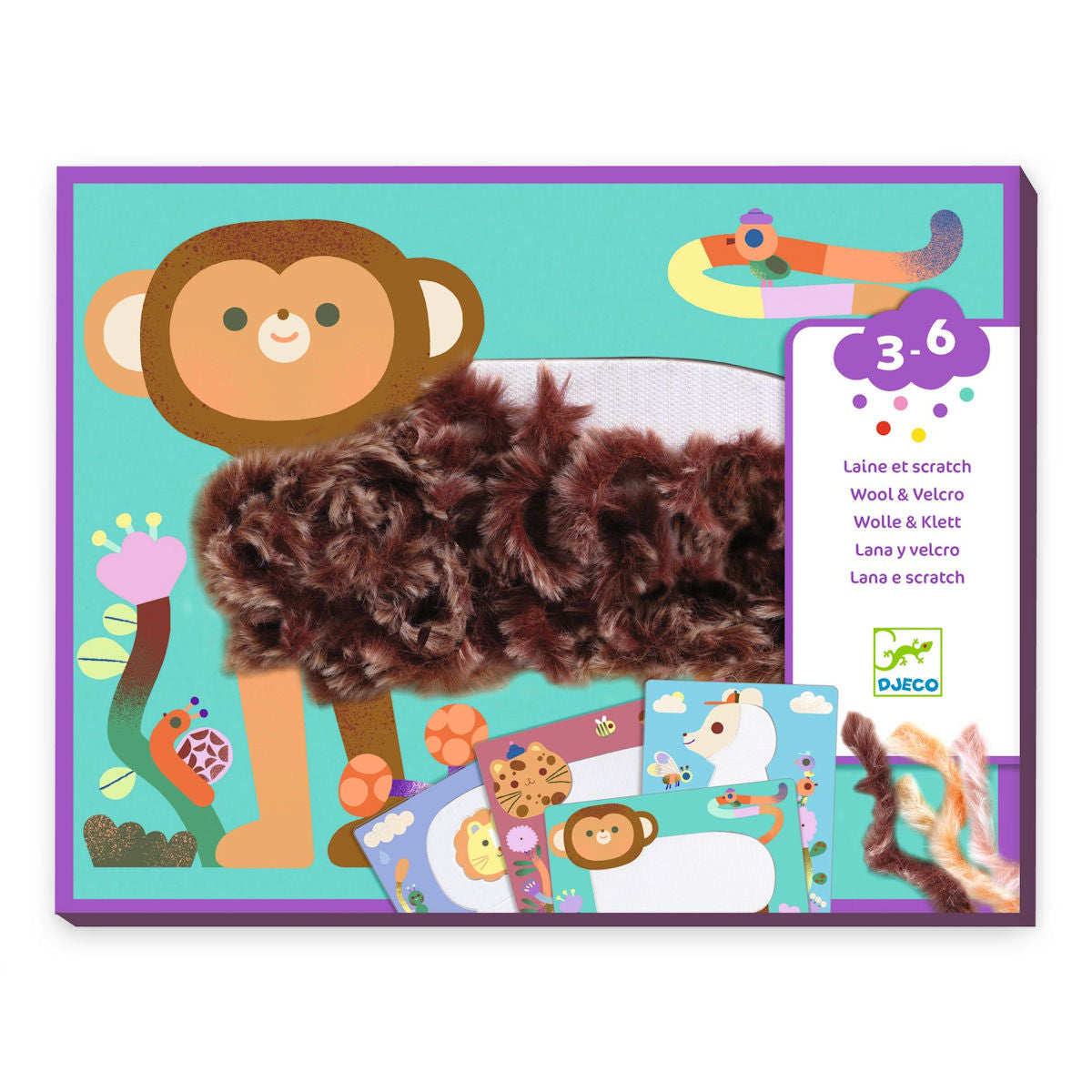 Djeco Creative Set with Wool Yarn, Fluffy Friends