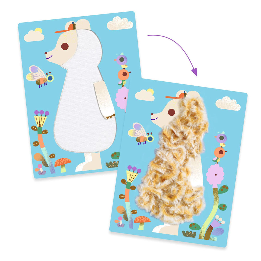 Djeco Creative Set with Wool Yarn, Fluffy Friends