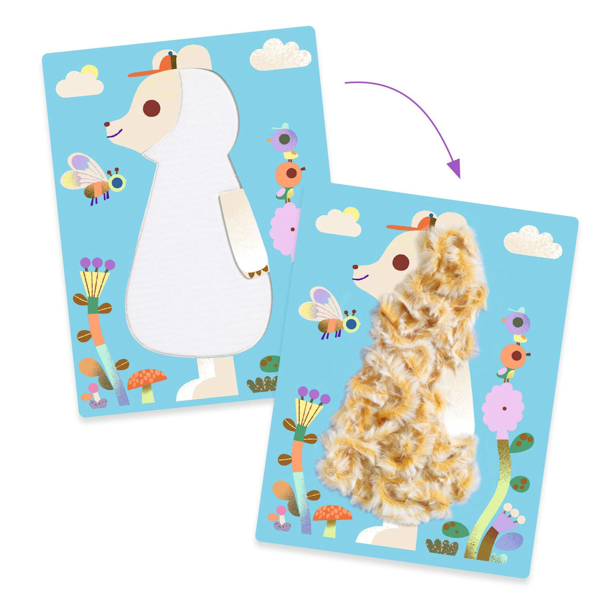 Djeco Creative Set with Wool Yarn, Fluffy Friends