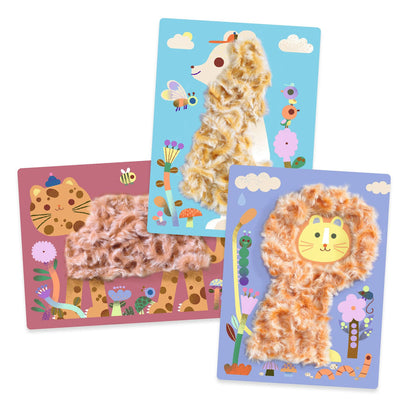 Djeco Creative Set with Wool Yarn, Fluffy Friends