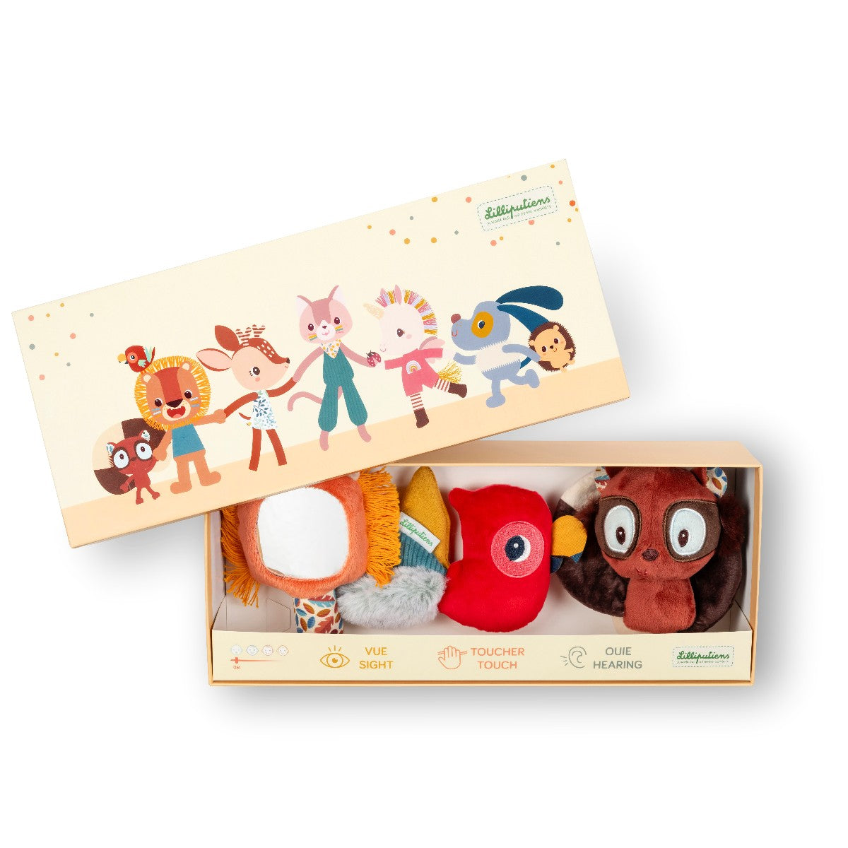 Lilliputiens Baby Sensory Rattle Gift Set, Jack with Rattles