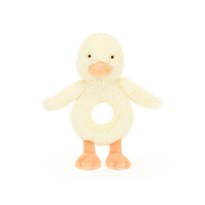 Baby Jellycat Bashful Ring Rattle, Duckling, Yellow - 18 cm