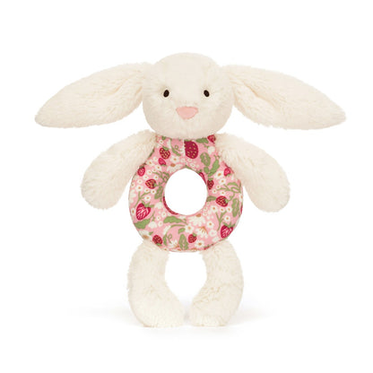 Baby Jellycat Ring Rattle, Bashful Bunny - Mimi Strawberry