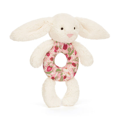 Baby Jellycat Ring Rattle, Bashful Bunny - Mimi Strawberry
