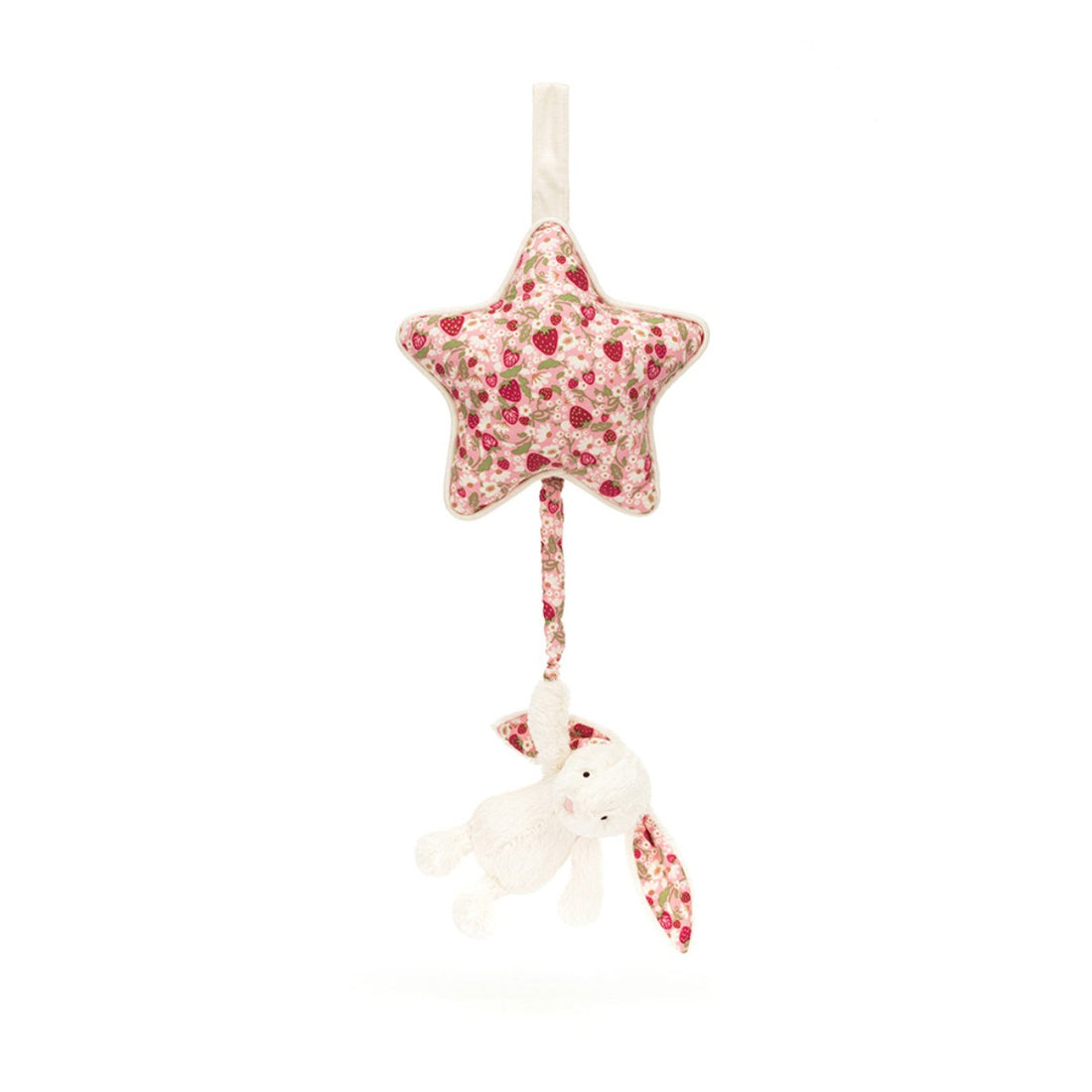 Baby Jellycat Musical Pull Toy, Bashful Bunny - Mimi Strawberry
