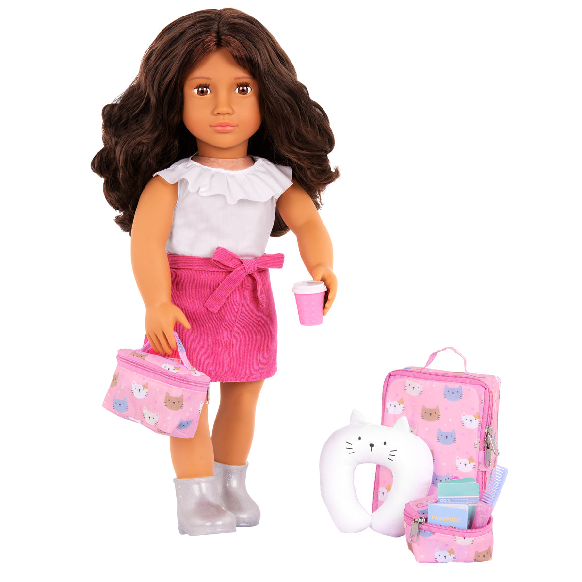 Our Generation Doll Accessories, Travel Set with Cat Design