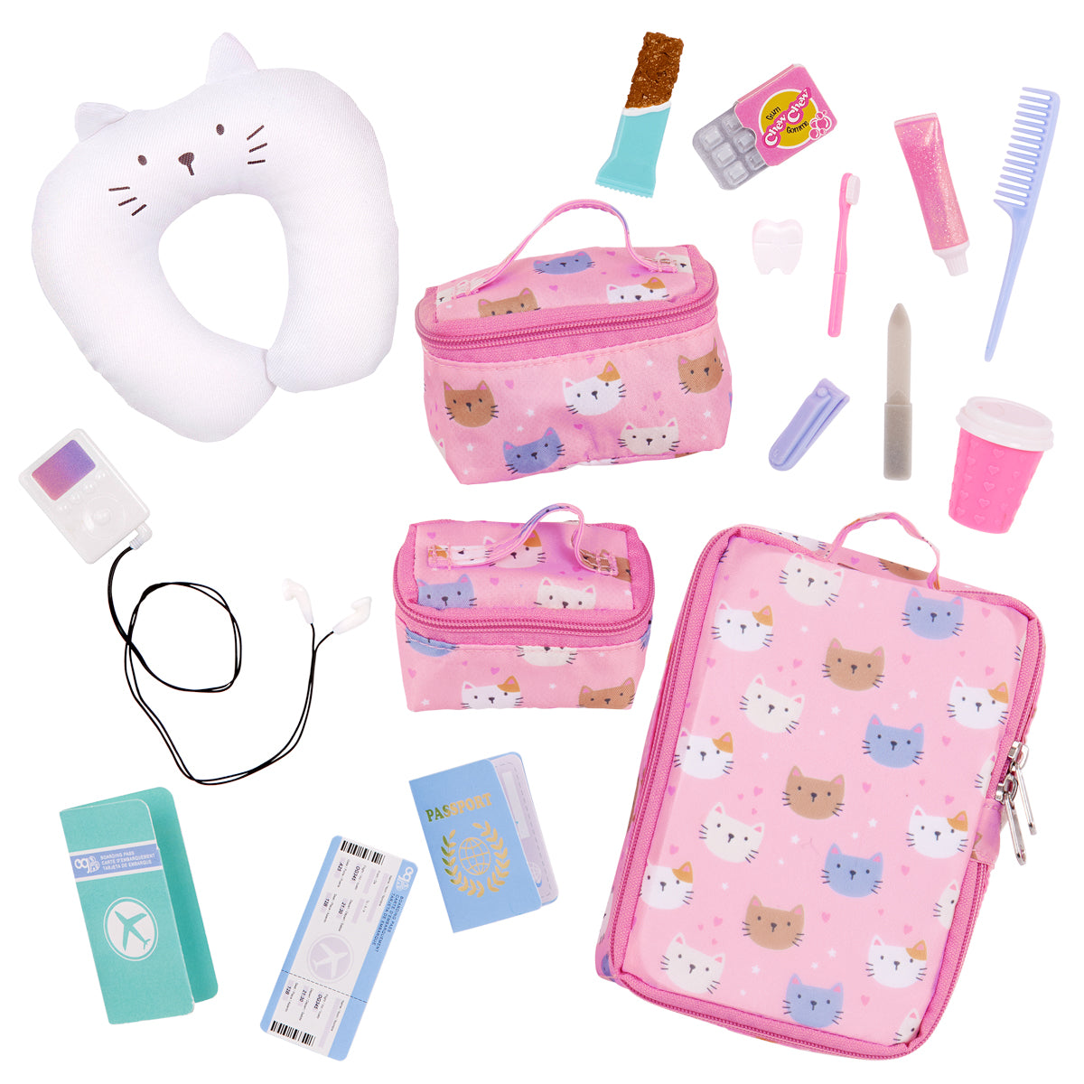 Our Generation Doll Accessories, Travel Set with Cat Design