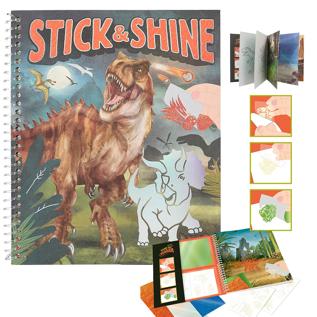 Dino World Coloring Book Stick &amp; Shine