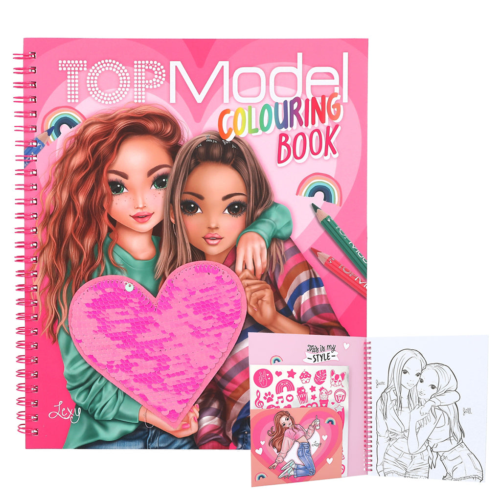 TopModel Coloring Book with Sequins