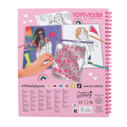 TopModel Coloring Book with Sequins