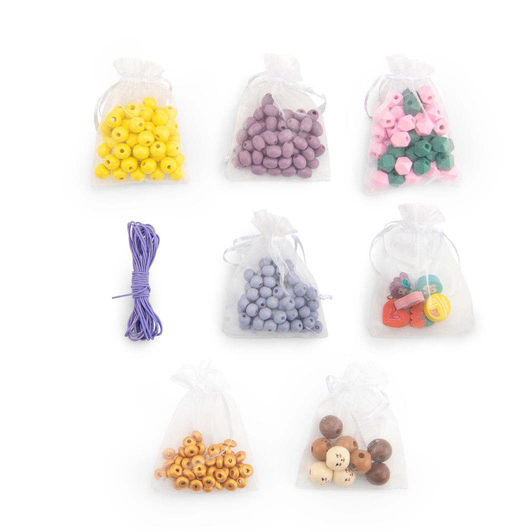 Moulin Roty Smykkesæt m træperler i kuffert, Les Minouchkas