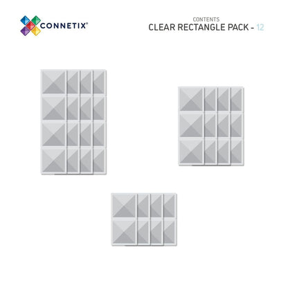 Connetix Rectangle Pack, Magnetic Building Set with 12 Pieces - Clear