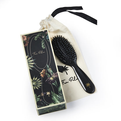 Fan Palm Hairbrush, Stardust, Small - Black Glitter
