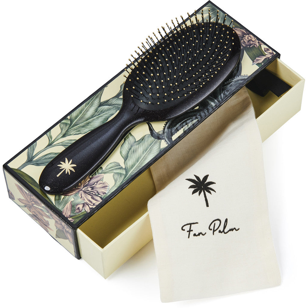 Fan Palm Hairbrush, Medium, Octopus Wet Brush - Black with Glitter