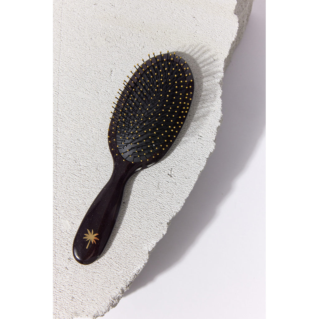 Fan Palm Hairbrush, Medium, Octopus Wet Brush - Black with Glitter