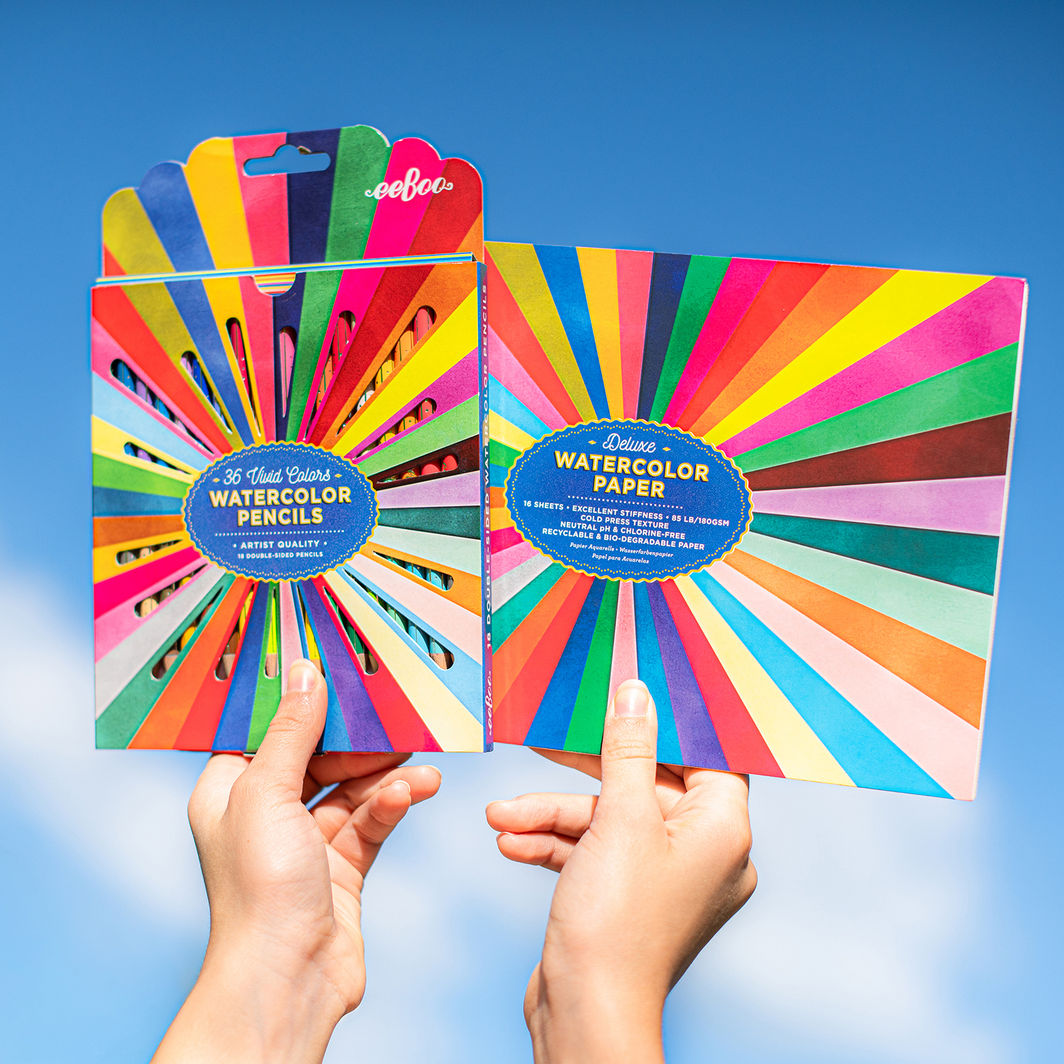 eeBoo 36 Double-Ended Watercolour Pencils, Rainbow