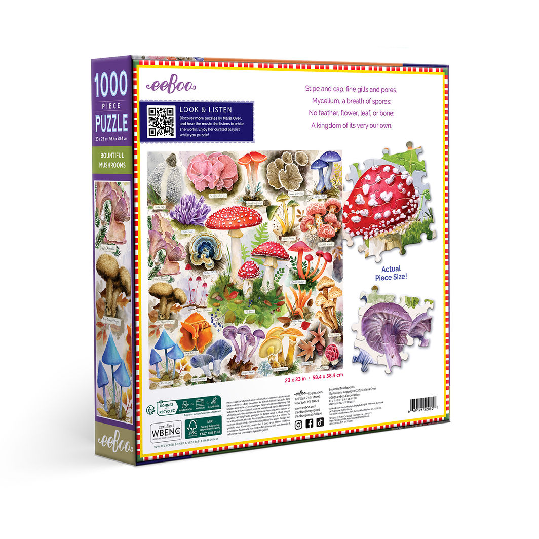 eeBoo Puzzle 1000 Pieces, Bountiful Mushrooms