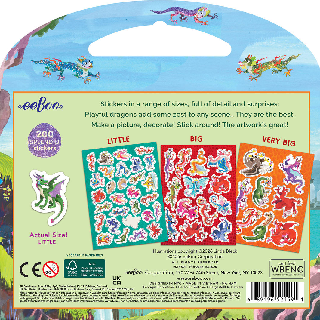 eeBoo Stickers, Dragons - 200 pcs
