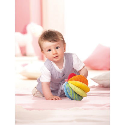 Haba Baby Toy, Fabric Ball with Rattle Sound - Rainbow