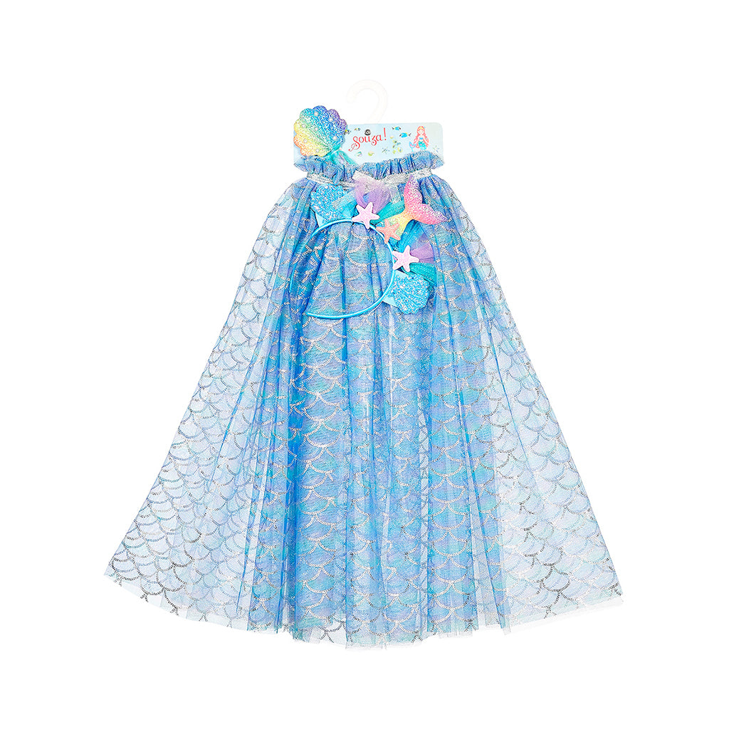 Souza Mermaid Cape Marlya with Tiara and Wand - Size 3-7 Years