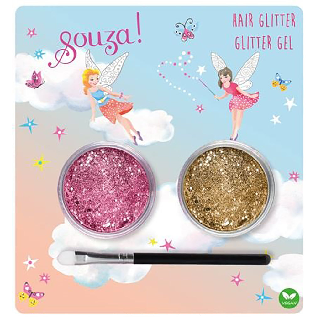 Souza Hair Glitter for Kids, Pink and Gold
