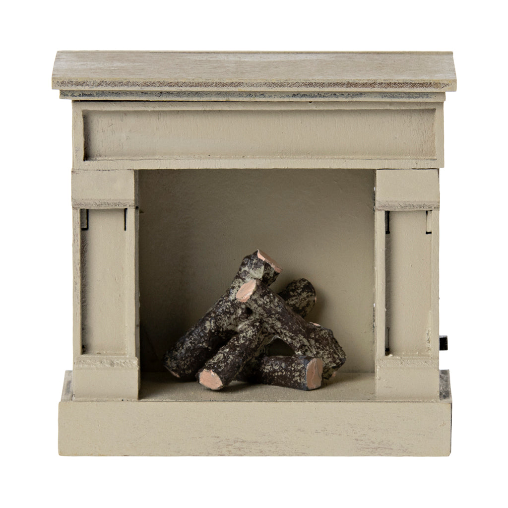 Maileg Doll Accessory, Fireplace with Light - Off-White