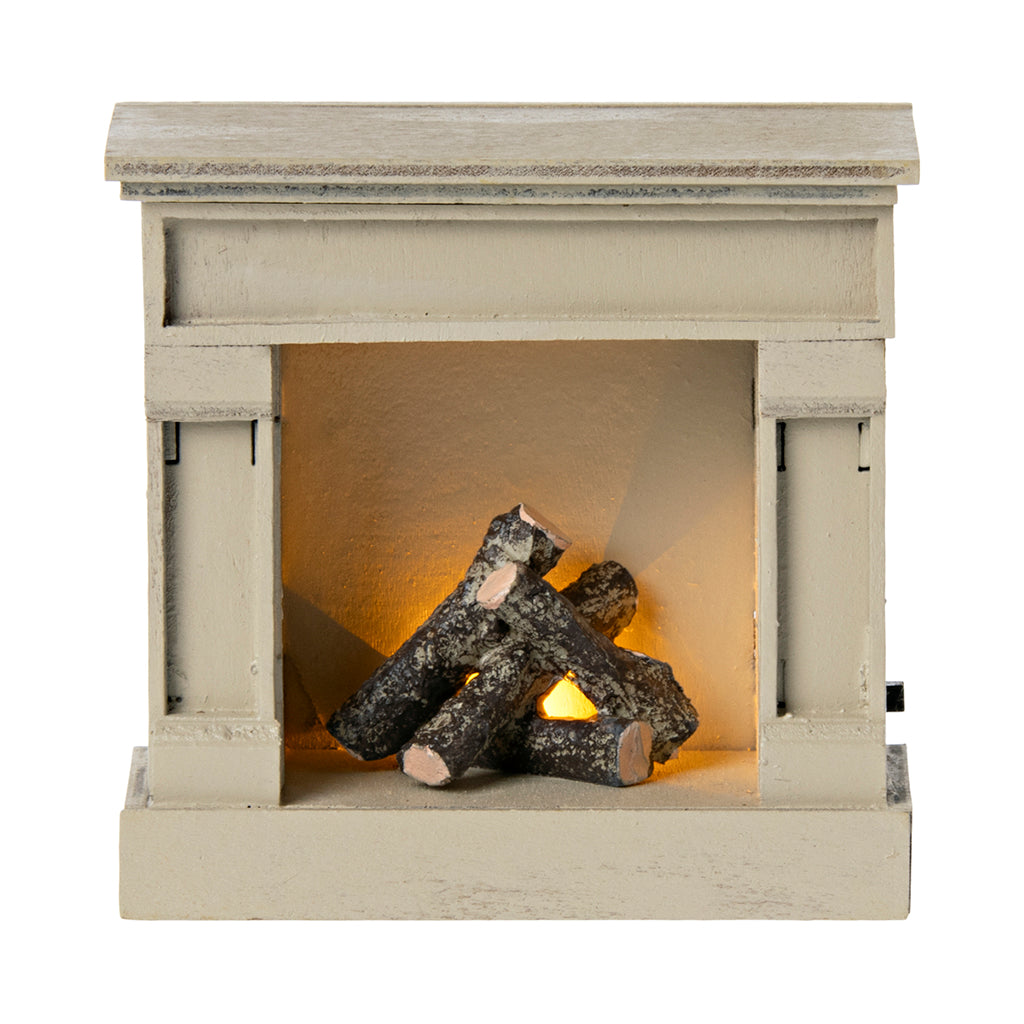Maileg Doll Accessory, Fireplace with Light - Off-White